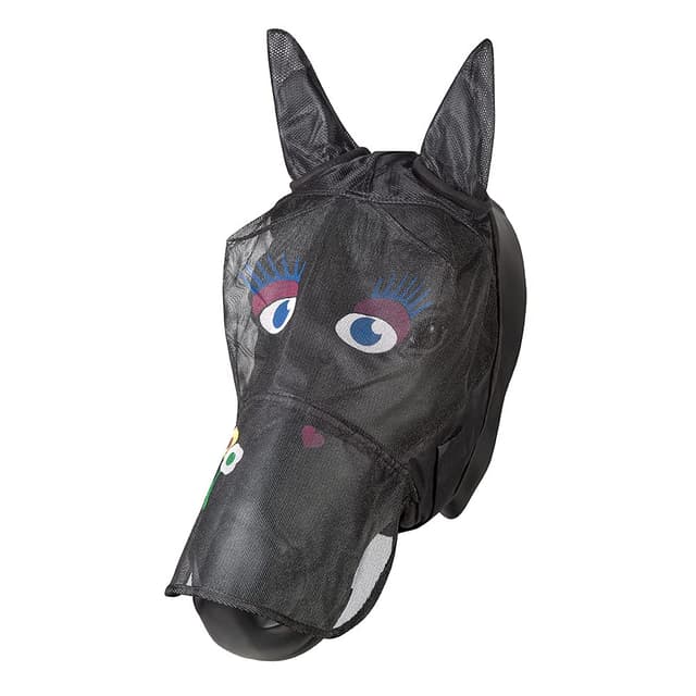 🐴 PFIFF 101013 Fliegenmaske Gesichtsmaske mit Motiv für Pferde, Fliegenschutz Bunt Pony/S