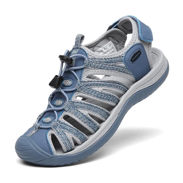 🌟DANNTO Sandalen Damen Trekking Sportsandalen Outdoorsandale Geschlossene Gummi Wandersandalen Sommer für Reisen 36 EU Blau🌟