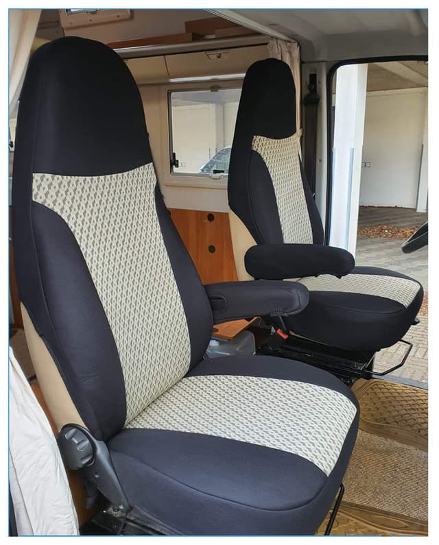 🚐 Maß Sitzbezüge Schonbezüge Pilotsitze Fahrer & Beifahrer Set für FIAT Ducato 812 🛋️