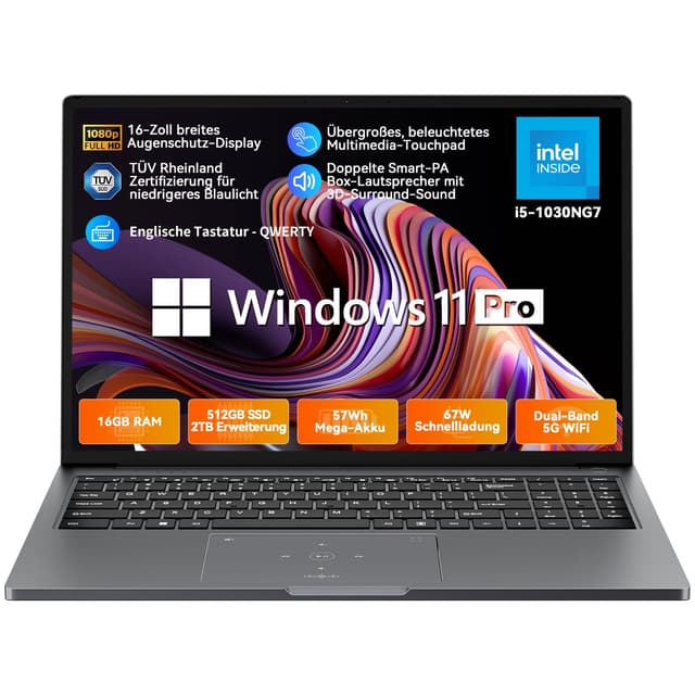 Blackview Laptop Acebook 12 Intel Core I5-1030NG7, 16 Zoll FHD, 16GB DDR4, 512GB SSD 2TB, Win11 Pro Notebook 🚀