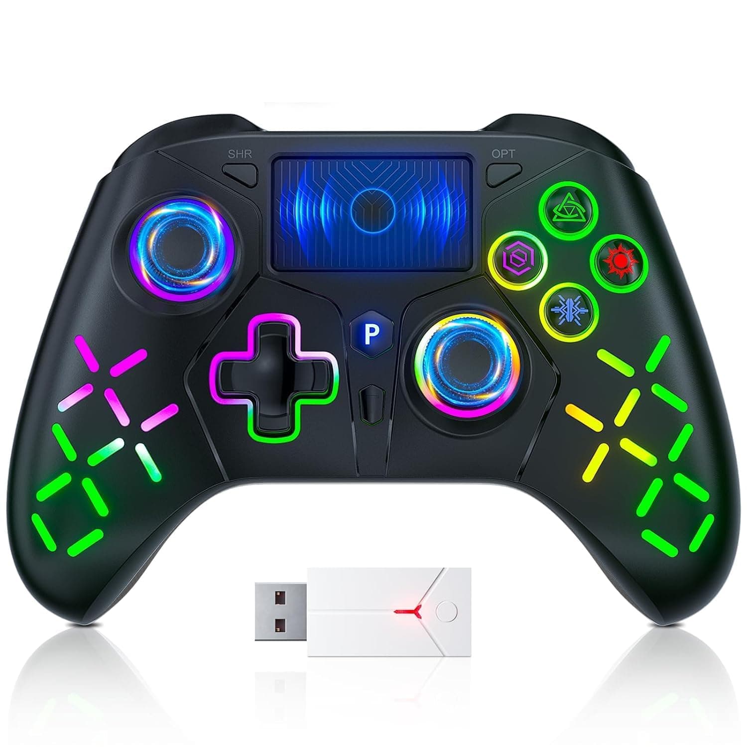 TURPOW Kabelloser Controller für PS-5 mit RGB-Gamepad-Fernbedienung