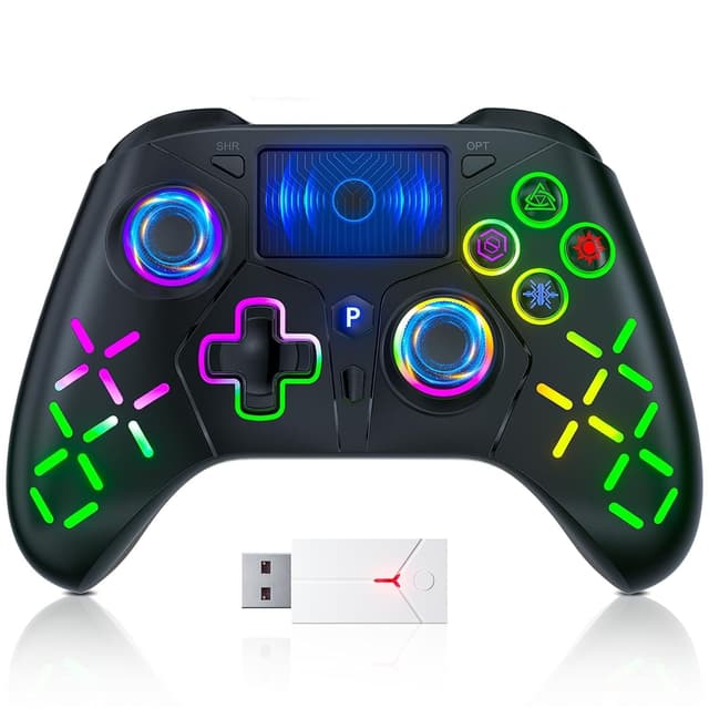 TURPOW Kabelloser Controller für PS-5 mit RGB-Gamepad-Fernbedienung