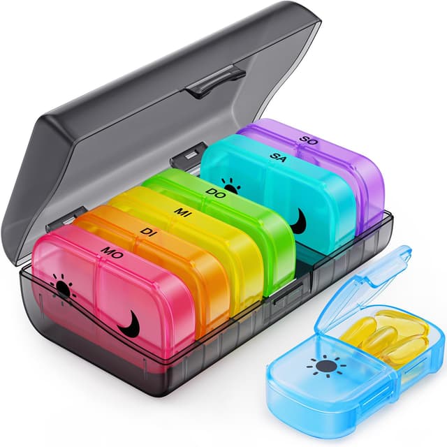 🌈 AUVON Tablettenbox 7 Tage Morgens Abends 🌈