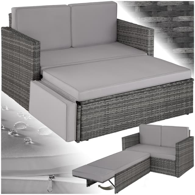 🛋️🌿 Tectake Sofa Set - 2-Sitzer Sessel mit Hocker und Schlaffunktion