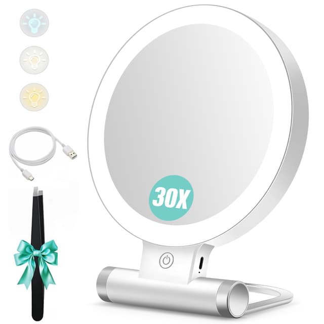B Beauty Planet Kosmetikspiegel mit Beleuchtung - 30x Vergrößerung & 1-fach Ansicht ⭐️