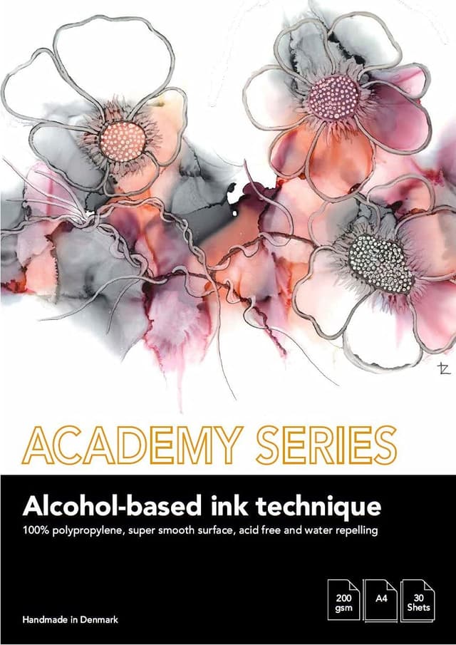PLAY-CUT Academy Series Alcohol Ink Pad Din A4 Papier (Weiß) | 30 Bogen Malblock A4 für Alkohol Tinte 200g/m2