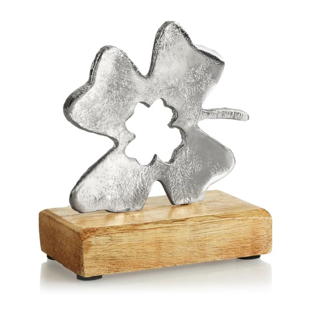 🍀 com-four® Kleeblatt - Glücksklee Aufsteller - Metall-Dekoration