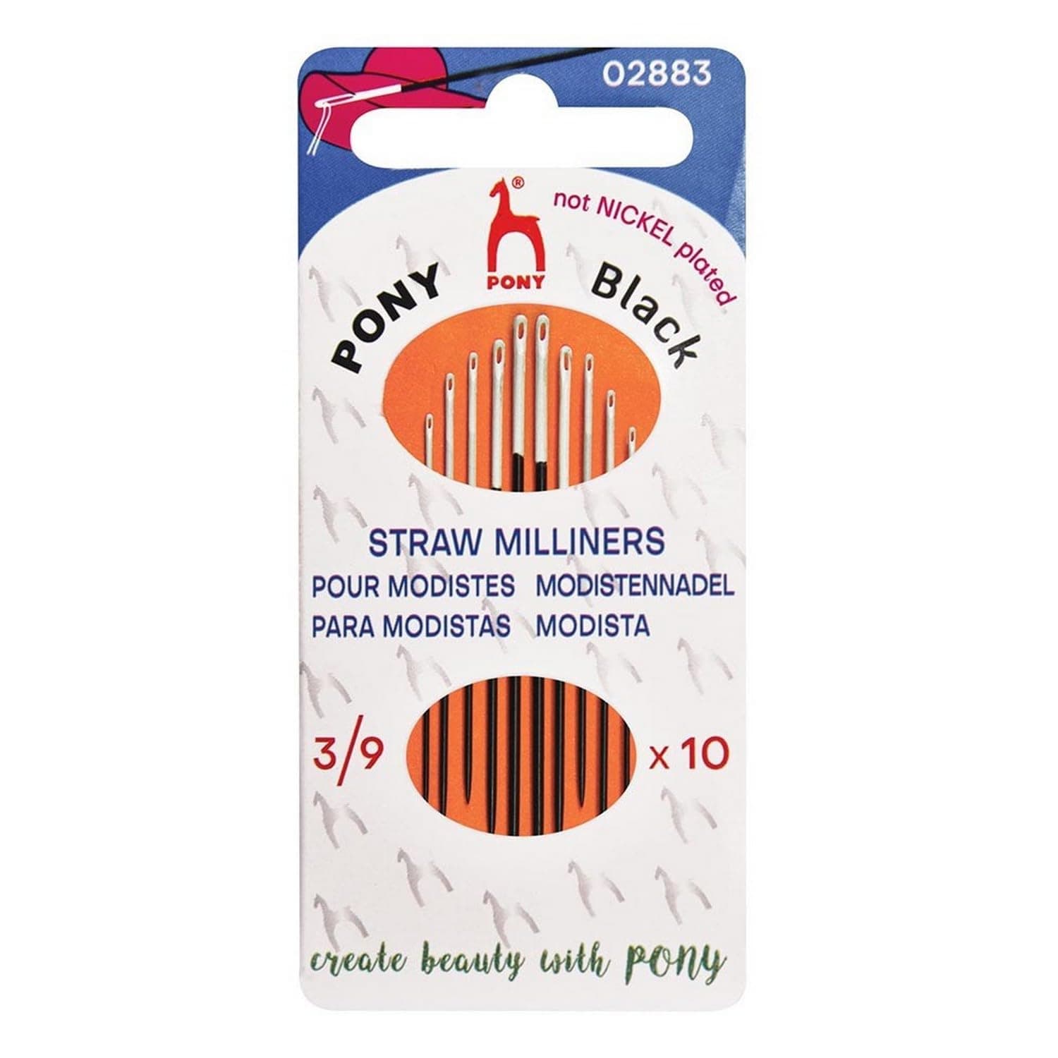 🧵 Pony - Pony Black Milliner Matt Beenden Hand Nähen Nadeln mit Weiß Auge - 10 Nadeln (No. 3-5-7-9) Weiß Auge Angebot!