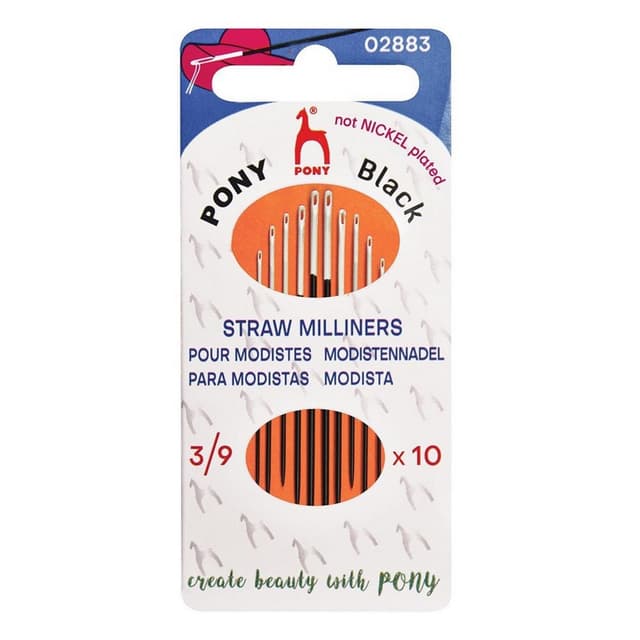 🧵 Pony - Pony Black Milliner Matt Beenden Hand Nähen Nadeln mit Weiß Auge - 10 Nadeln (No. 3-5-7-9) Weiß Auge Angebot!