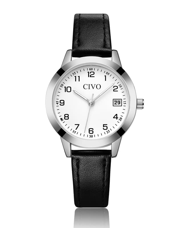 CIVO Damen Uhr Leder Damenuhr Analog Wasserdicht Klein Ziffernblatt Design Armbanduhr Frauen Quarz Datum Elegant Damenuhren Schwarzes Armband 2298 🕰️