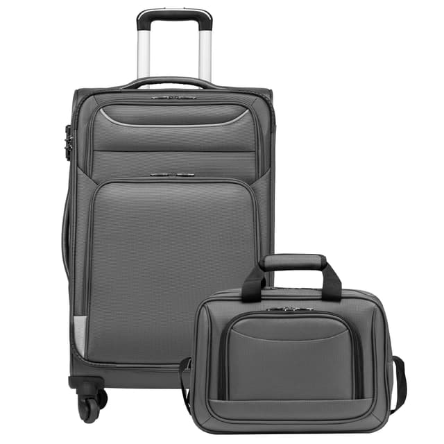 🧳 COOLIFE Koffer Trolley Set 2tlg Grau mit TSA-Schloss und Umhängetasche 🛫