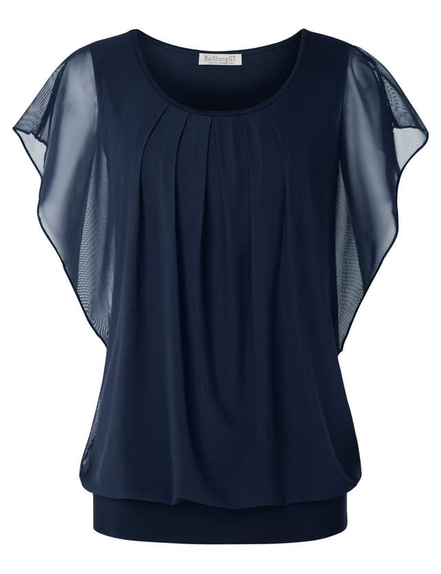 👚 BAISHENGGT Damen Sommer Netz Bluse - L Blau-4