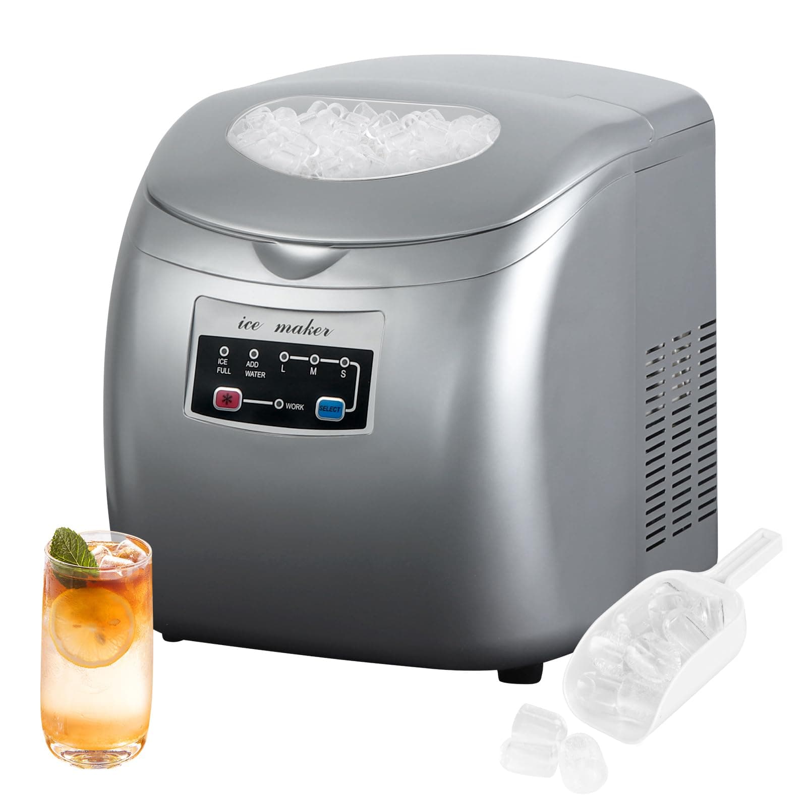 WOLTU Eiswürfelmaschine 12kg/24h 🧊 2,8L Ice Maker Machine 🥶 Party, Büro, Haus Silber