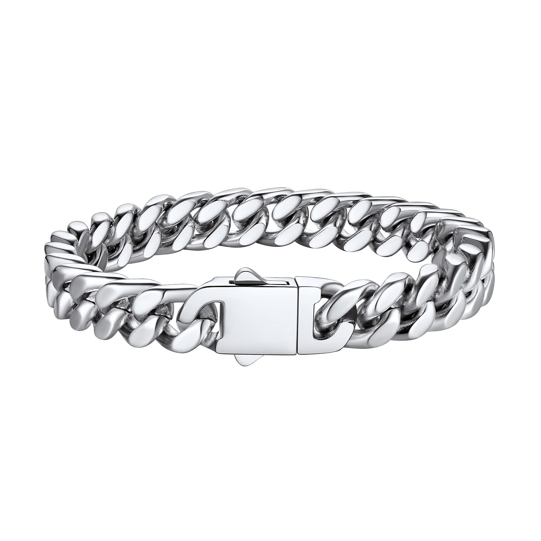 Bestyle 5/7/9/12.5MM breit Armband Herren Edelstahl 19/21/23 CM lang Panzerkette Miami Armkette mit Geschenkbox | Silber 19.0 Zentimeter 🎁