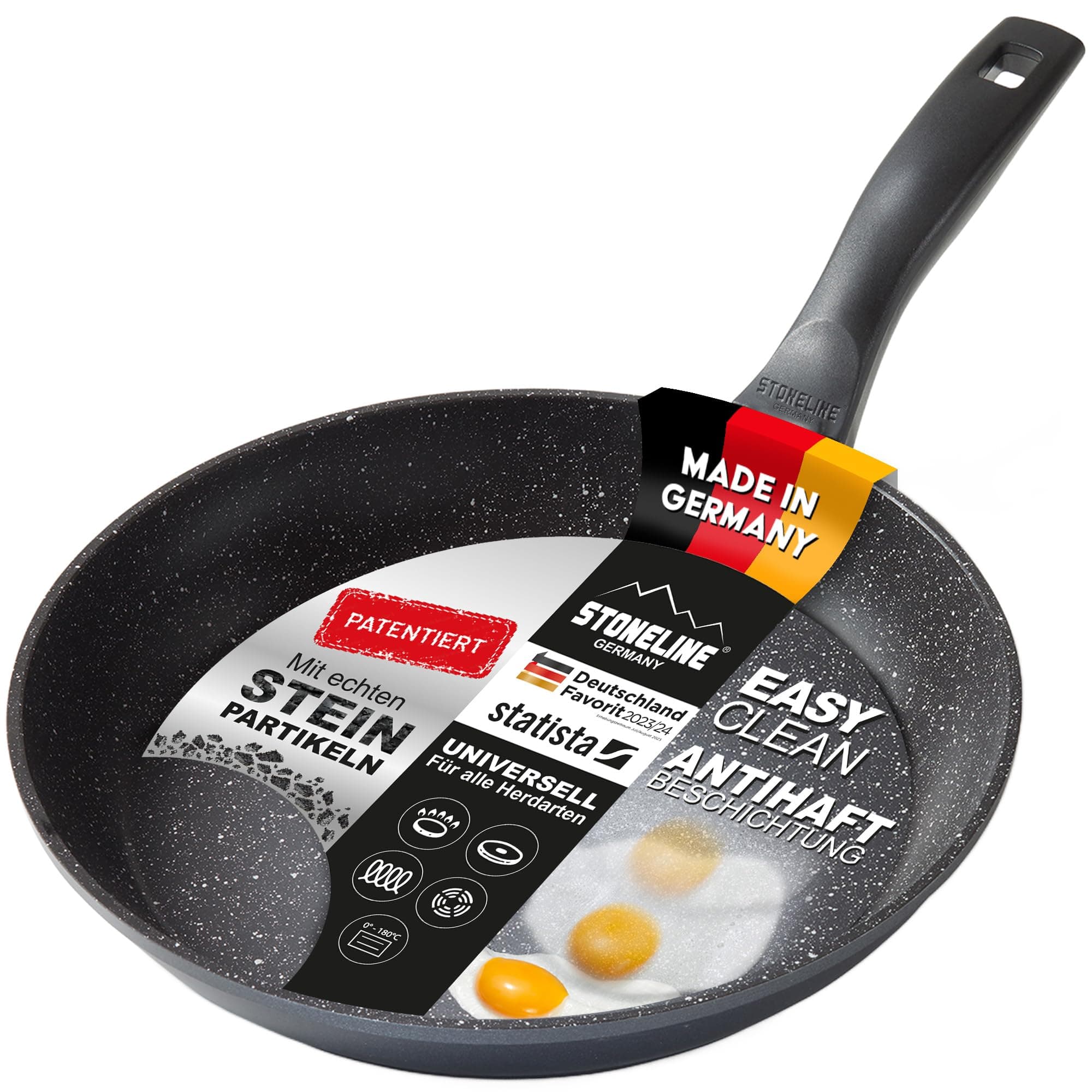 🍳 STONELINE Bratpfanne 28 cm - Induktionsgeeignet & mit echten Steinpartikeln beschichtet