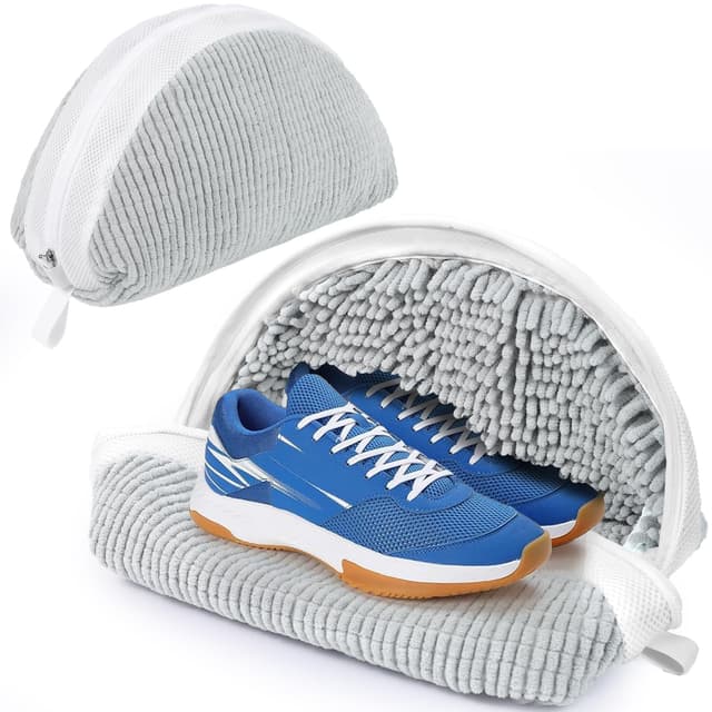 👟🧼 Ecooe 2 Stück Schuhwaschbeutel für Schuhe, Wäschenetz mit 360°-Chenille Reinigungsflaum - Grün 2 Stück