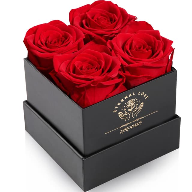 Impouo Rosenbox Infinity Rosen - Ewige Blume Rot 4 Rose 🌹