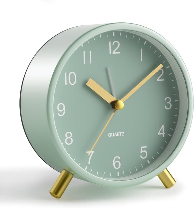 Jisile Wecker Analog - Moderner Quarzwecker mit Salbeigrün Zifferblatt 🕰️