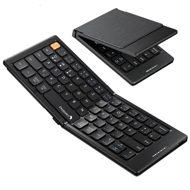 ProtoArc Faltbare Kompakte Tastatur QWERTZ XK04 Mini Tragbare Reise Bluetooth-Tastatur - Schwarz DE-Layout 🌟