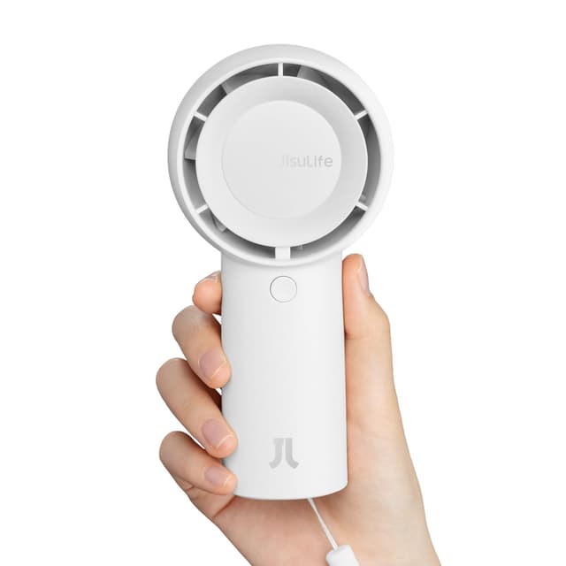 JISULIFE Turbo Handventilator Akku [16 Stunden Lange Arbeitszeit] 4000mAh Tragbarer Mini Ventilator USB Wiederaufladbarer - Weiß