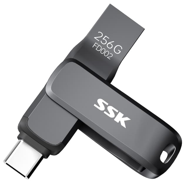 SSK USB Stick 3.2 256GB 🚀 Dual USB Flash Drive für Handy, Tablet, MacOS, Computer, Auto, TV