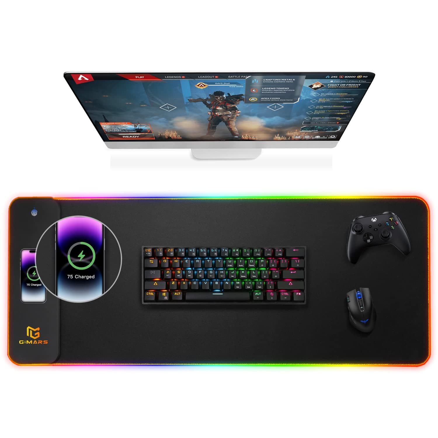 Upgrade Gaming Mauspad RGB mit kabelloser Schnellladung