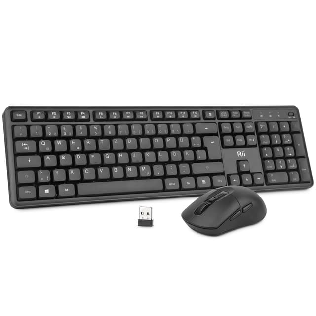Rii Tastatur Maus Set Kabellos, 2.4 GHz Leise Funktastatur mit Maus 🖱️