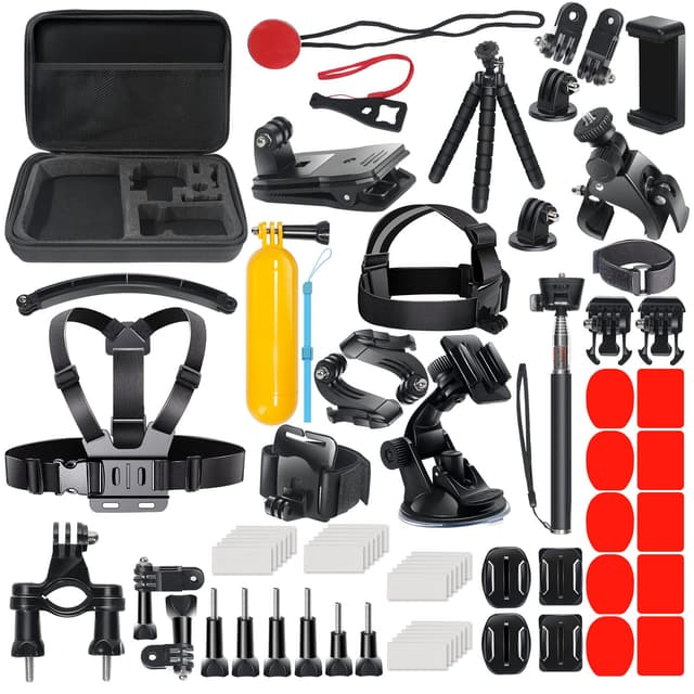 📸 DIKER 70 in 1 Zubehör Set Action Cam, Accessory Kit für GoPro Hero Black 13 12 11 10 9 8 7, AKASO, DJI Osmo Action, Insta360 one, XIAOMI 4K Schwarz