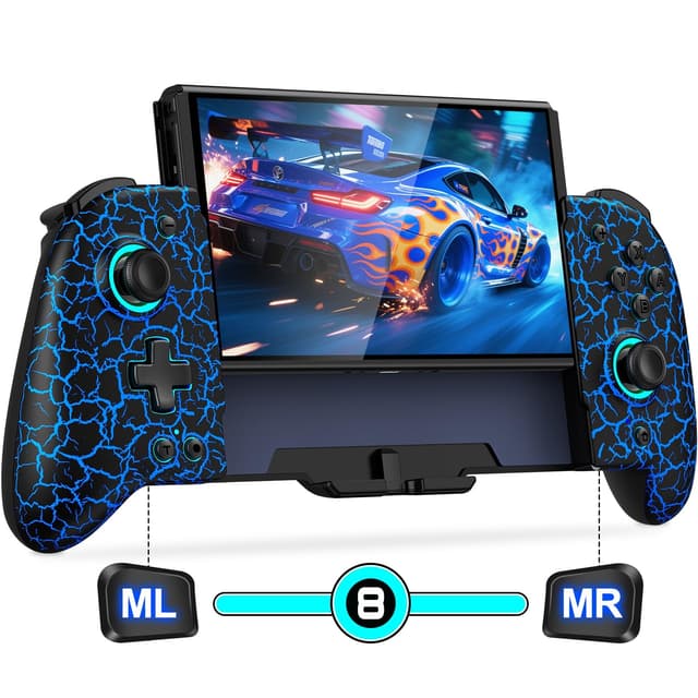 🎮 CoguyTech Switch Controller Wireless für Nintendo Switch/OLED | RGB Handheld Controller mit Turbo Programmierung und Einstellbarem Vibration | Schwarz Textur Muster 🕹️