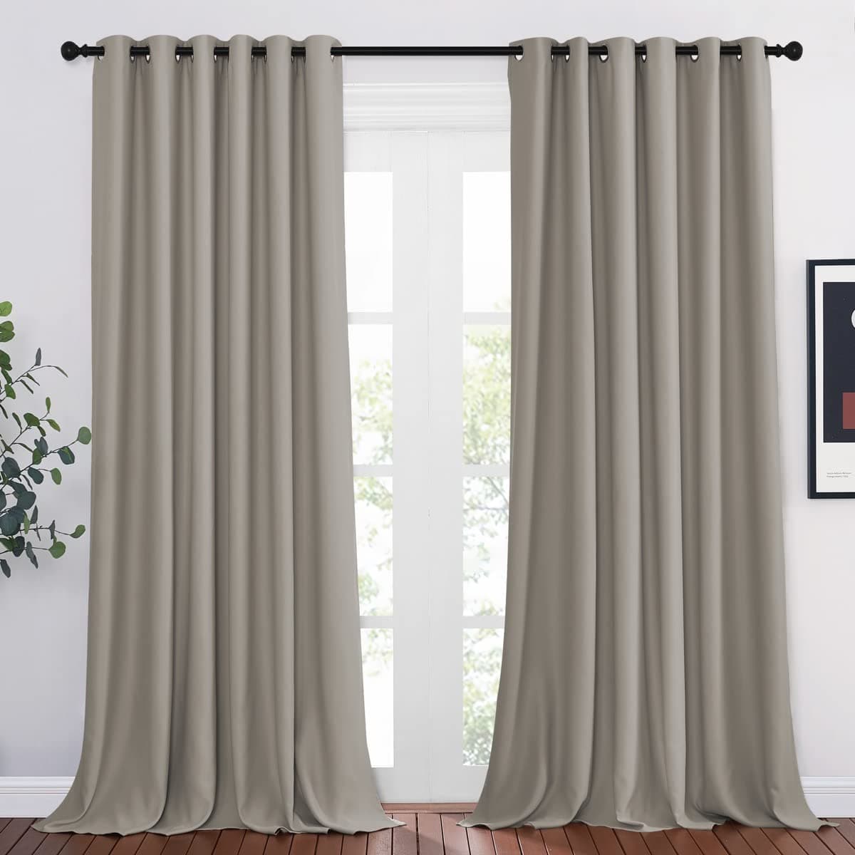 🌟🏡 PONY DANCE Vorhang Blickdicht Ösen Gardinen 2er Set H 245 x B 200 cm - Sandfarben