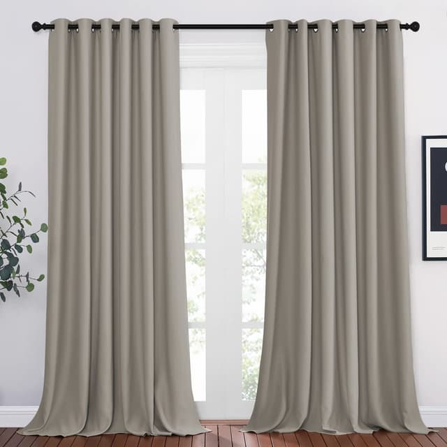 🌟🏡 PONY DANCE Vorhang Blickdicht Ösen Gardinen 2er Set H 245 x B 200 cm - Sandfarben