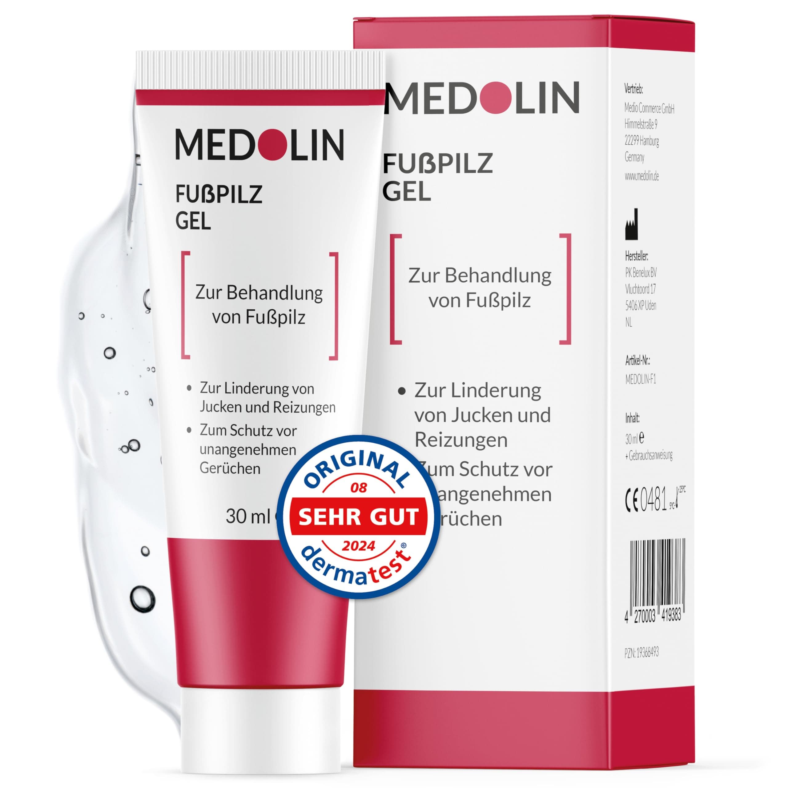 🦶🌿 Medolin Fußpilzgel - Fußpilz Creme gegen Juckreiz & unangenehme Gerüche - 30ml
