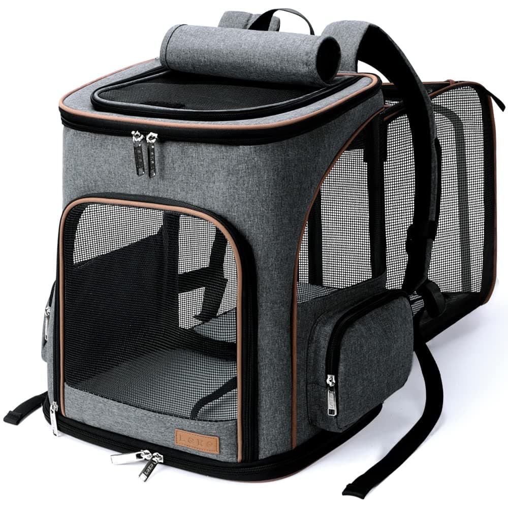 Lekesky Erweiterbar Katzen Rucksack Hunderucksack Grau L - Deal des Tages! 😺🐶