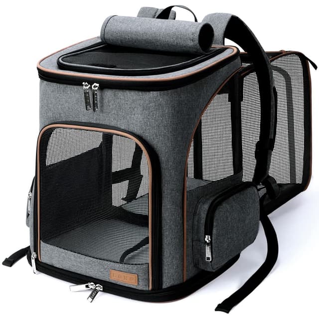 Lekesky Erweiterbar Katzen Rucksack Hunderucksack Grau L - Deal des Tages! 😺🐶