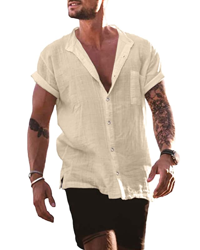 YAOBAOLE Leinen Hemd Herren Kurzarm Sommer Hemden Herren 🌞👕