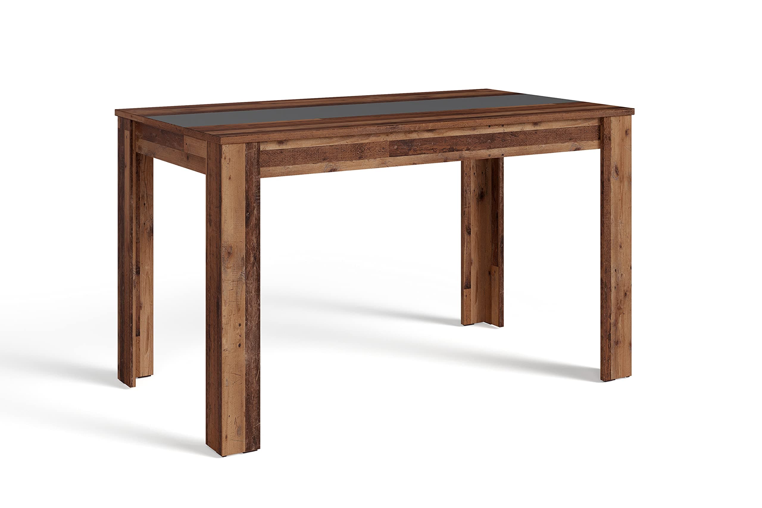 byLIVING Esszimmertisch NORI/Altholz-Optik dunkel-braun/Mittelplatte anthrazit/kompakter Küchentisch/Esstisch 140 cm breit/Tisch 18 mm Dicke Tischplatte / 140 x 80, H 75 cm