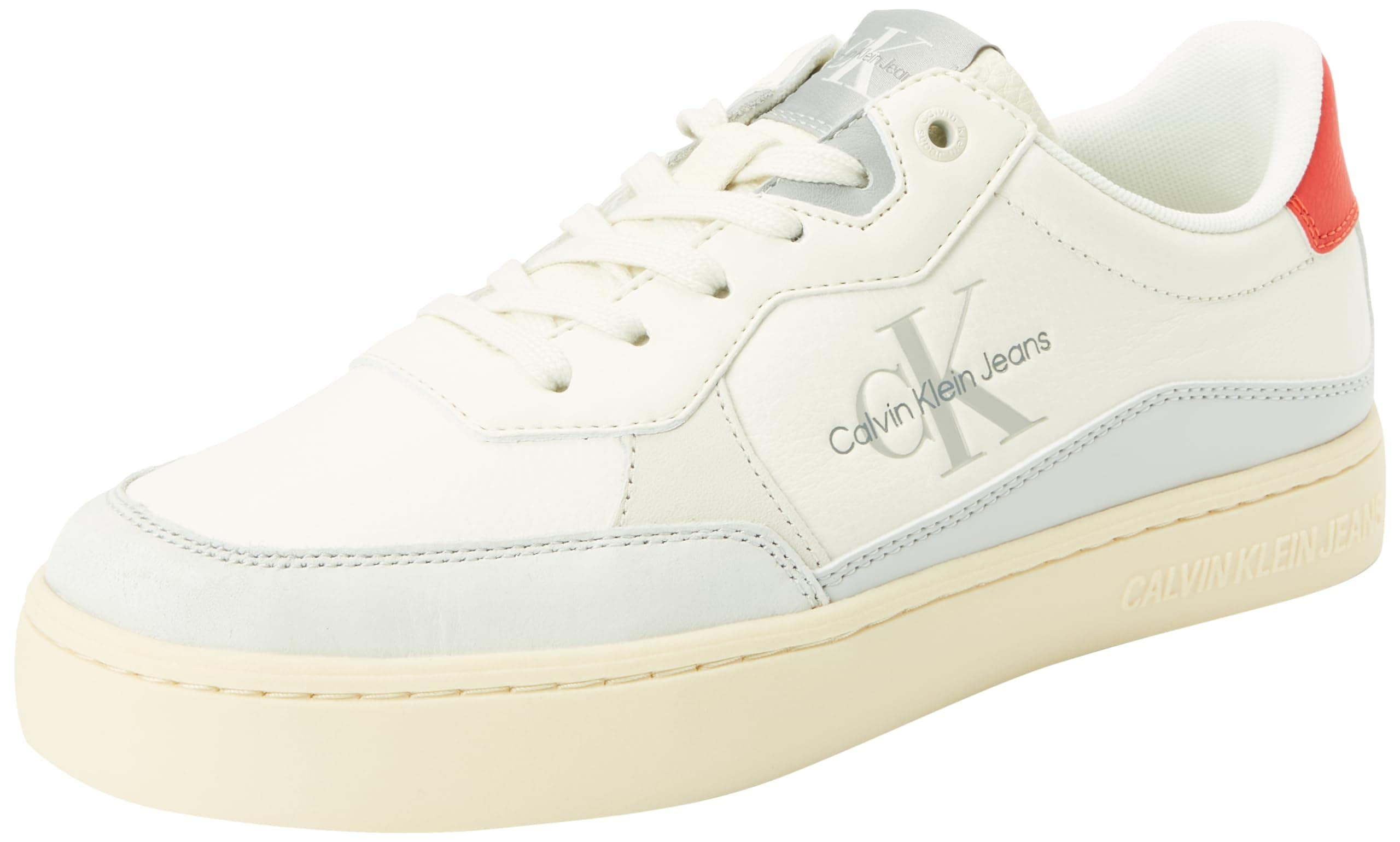 Calvin Klein Herren Classic Low LTH Ml Fad Ym0ym00885 Cupsole Sneaker 46 EU Beige Creamy White Natural Cord