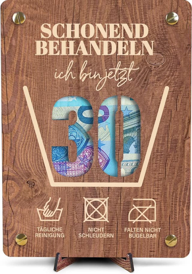 30. Geburtstag Geschenk 🎉 - XL Geldgeschenk aus Holz inkl. Ständer