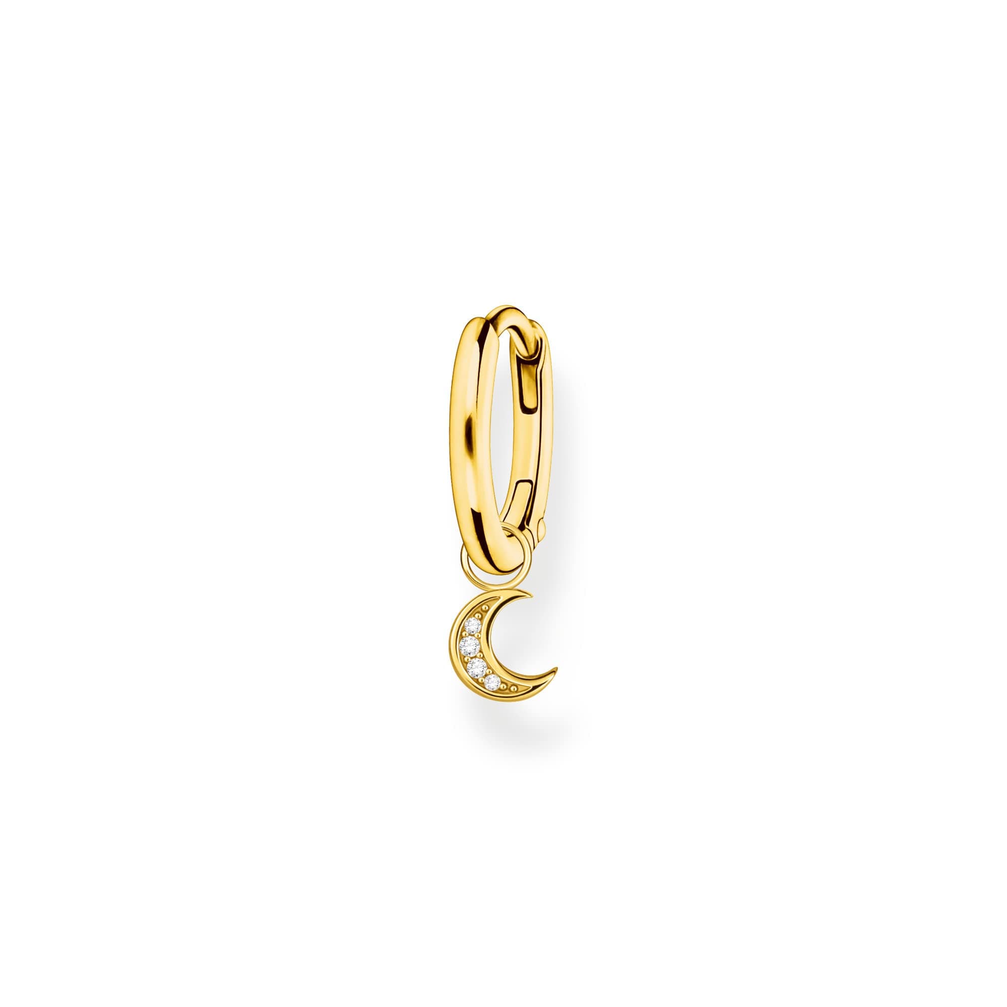 Thomas Sabo Einzel Creole mit Mond Anhänger 925 Sterling Silber CR708 Gelbgoldfarben 🌙