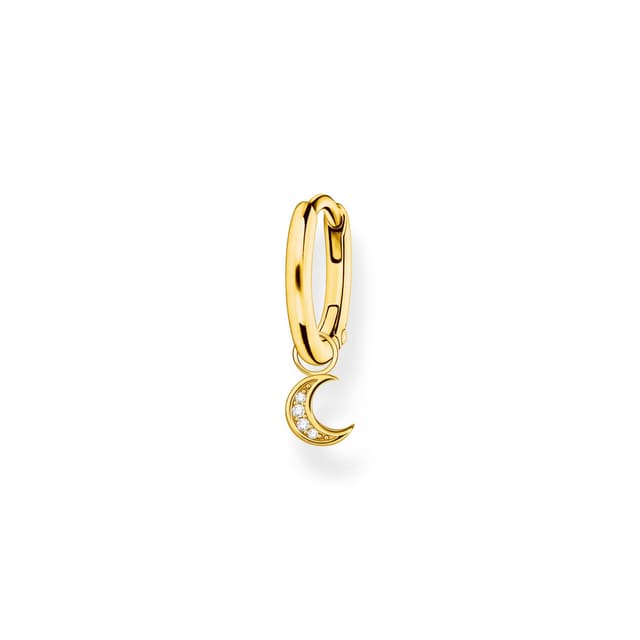 Thomas Sabo Einzel Creole mit Mond Anhänger 925 Sterling Silber CR708 Gelbgoldfarben 🌙