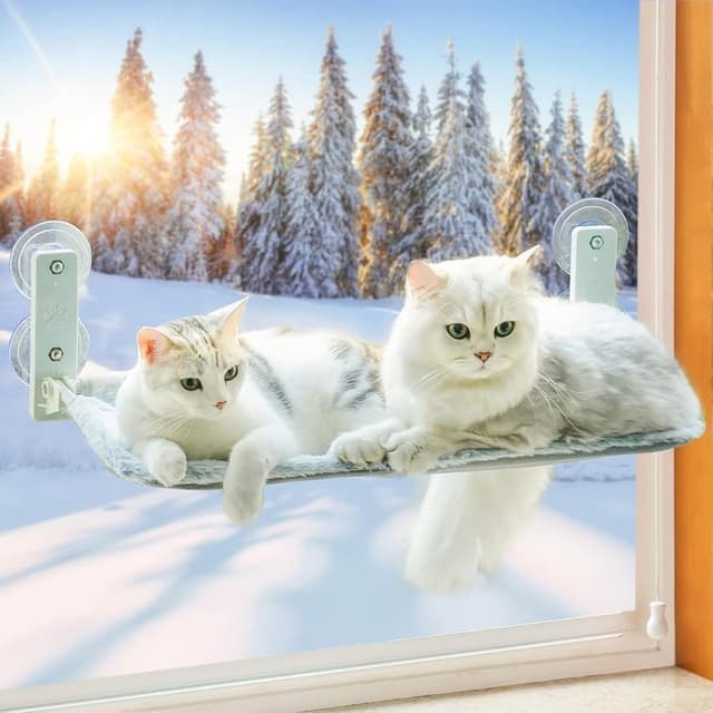 MEWOOFUN Katzen Hängematte Fensterplätze für Katzen 54x30cm Klappbar Katzenbett Fenster 🐱🪟