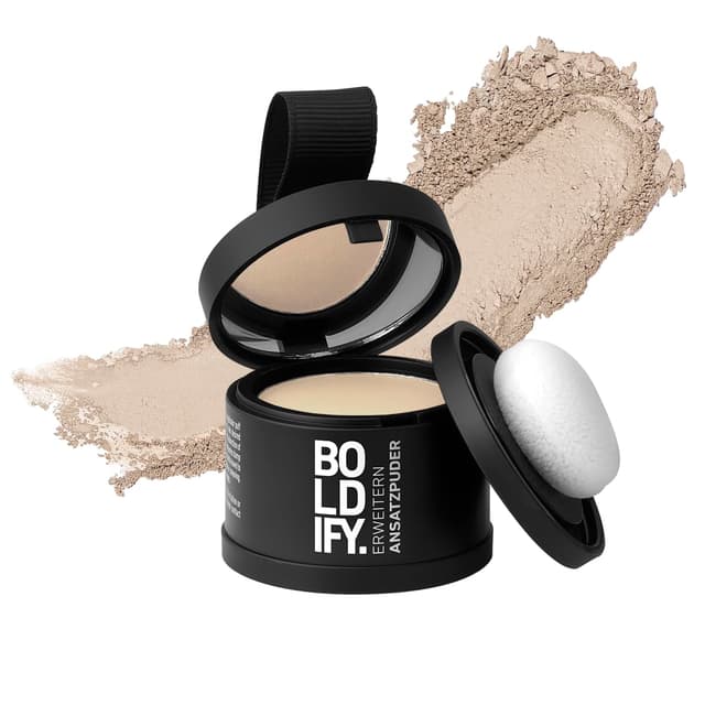 BOLDIFY Ansatzpuder 4g - Haar Concealer zur Haarverdichtung für Frauen und Männer, Grauabdeckung für 48h, wasserfestes Haar Make-up zum Ansatz kaschieren (Hellblond)