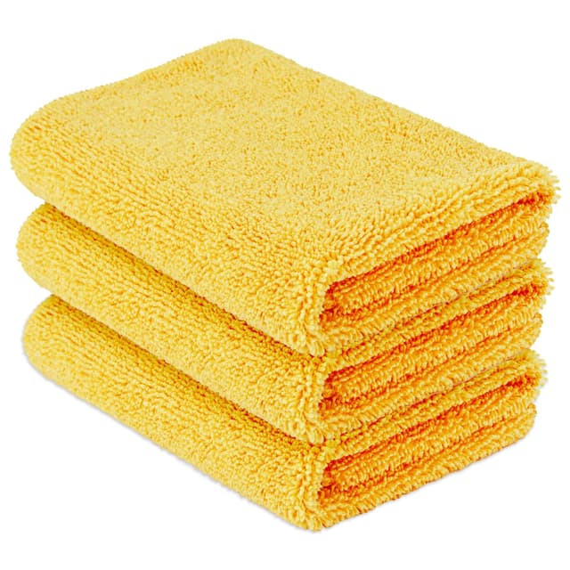 🚗 Amazon Basics Mikrofasertücher für Autos 🧼 3er-Pack, Gelb 40x40cm