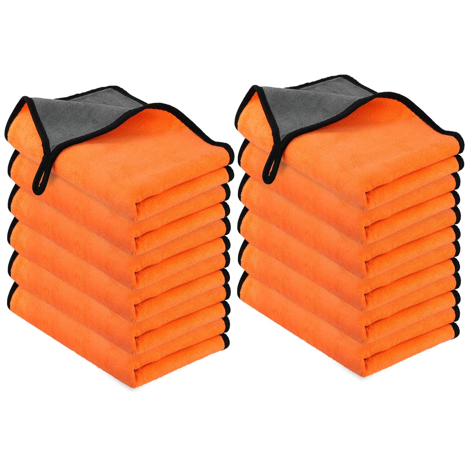 Angebot: URAQT Mikrofasertücher Auto, 12 PCS - Orange Grau 400gsm - 40x60cm - 12 Stück