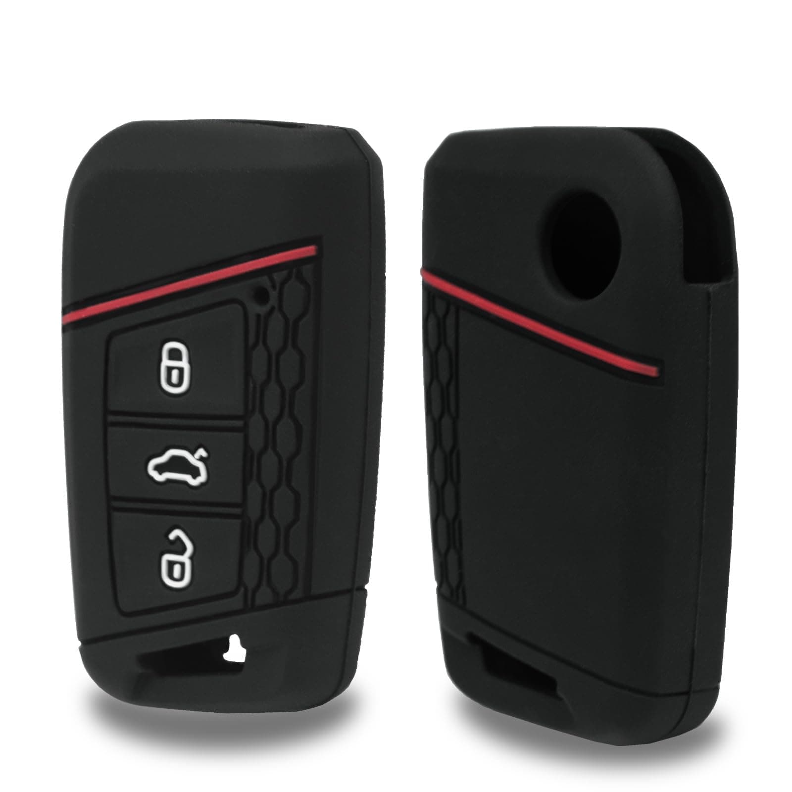 🔑 Autoschlüssel Hülle VW - Silikon Cover Schlüsselhülle Kompatibel für VW Polo, Skoda, Tiguan, MK7, Schwarz