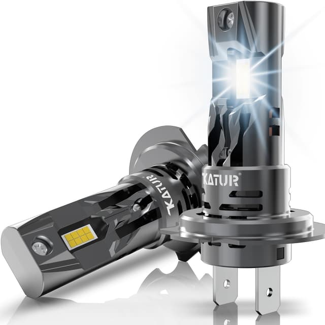 🔥 Angebot: KATUR H7 Halogen Lampen, 500% 6000K Weiß 18000LM Lampe H7 Abblendlicht Scheinwerferlampe, 2 Stück H7/H18
