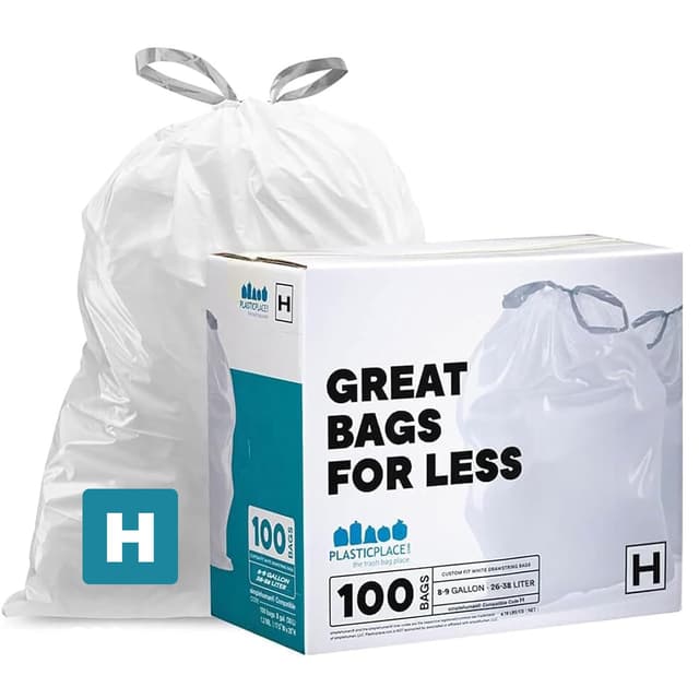 Plasticplace Müllbeutel für Simplehuman TRA175WH Code H - 100er Pack