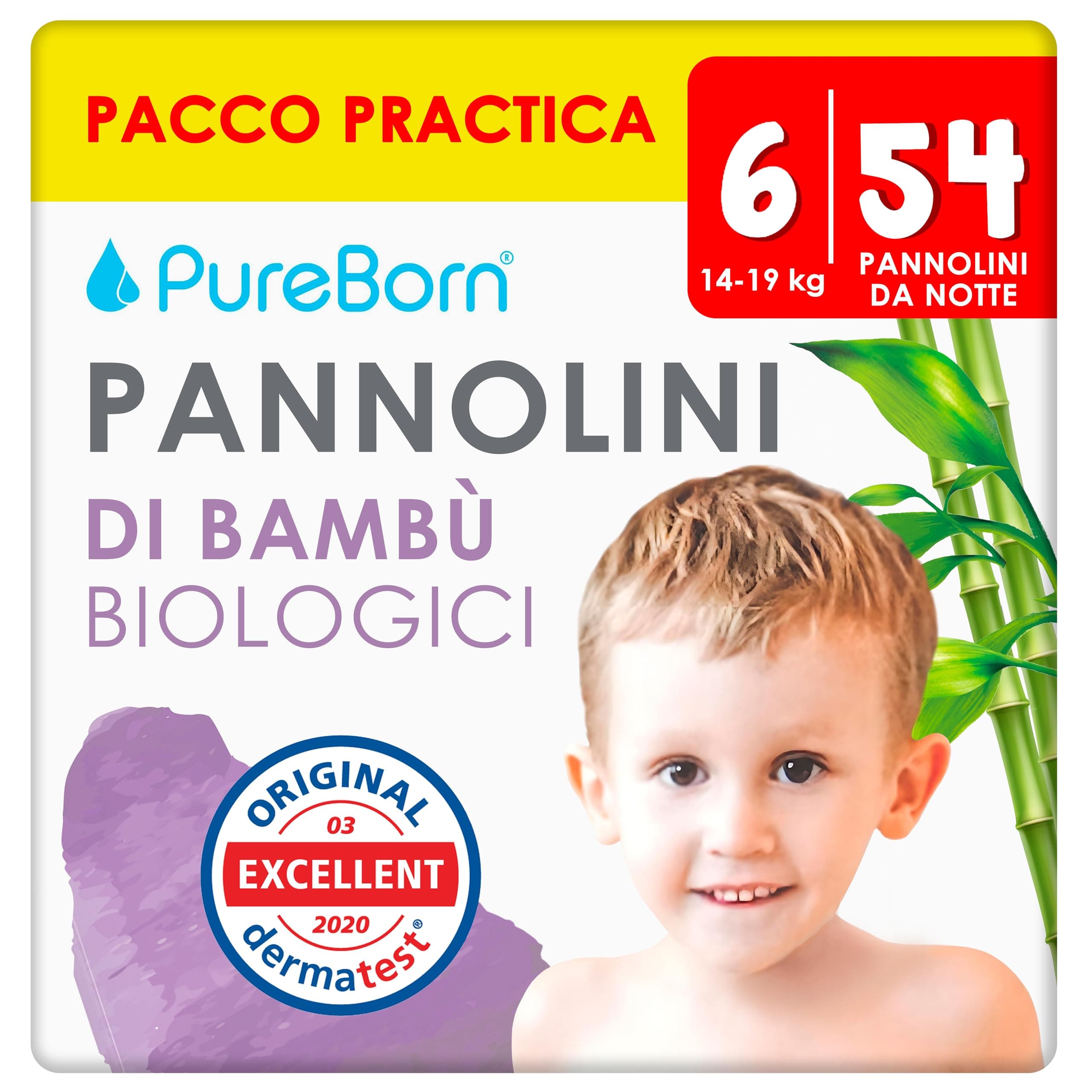 🌙👶 PureBorn Bio Bambus Nachtwindeln, Größe 6 - 54 Stück Pyjama Windeln Pants