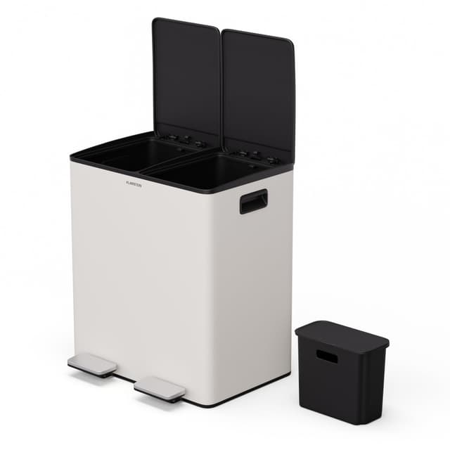 🌿🗑️ Klarstein EcoVista Mülleimer - 40L Abfalleimer mit 2 Fächern & 3L Komposteimer, Soft-Close, Edelstahl