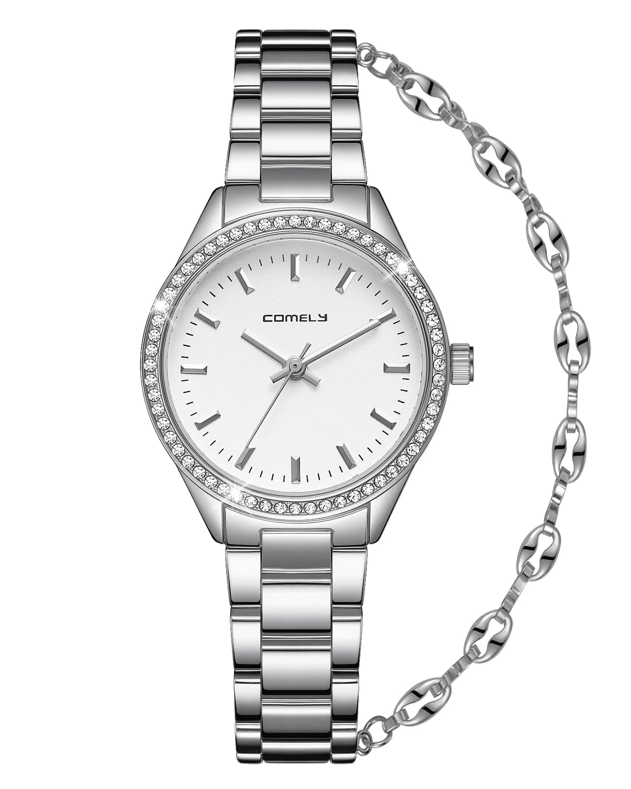 CIVO Gold Damenuhr Vintage Armbanduhr Klein - Rechteckige Uhren Damen Analog Quarz Frauen Uhr Klassische Geschenke 2030 Silber